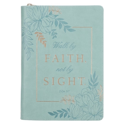 Journal w/Zip Faux Leather-Walk by Faith 2 Cor. 5:7 by Art Gift Christian | SHOPtheWORD