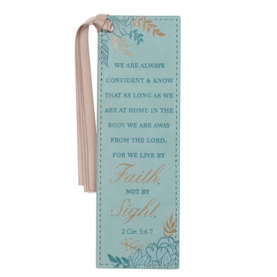 Bookmark-Faux Leather-Walk By Faith 2 Corinthians 5:7 | SHOPtheWORD