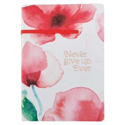 Journal Flexcover w/Elastic-Coral Poppies/Never Give Up by Art Gift Christian | SHOPtheWORD