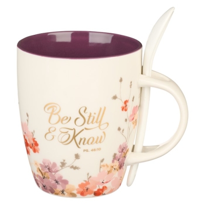 Mug with Spoon-Be Still Psalm 46:10 | SHOPtheWORD