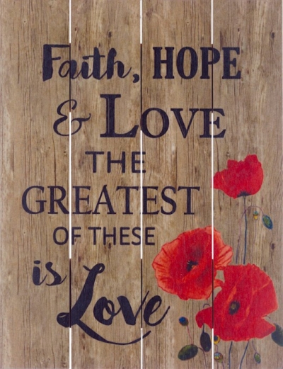 Rustic Pallet Art-Faith Hope Love-Brown (9 x 12) | SHOPtheWORD