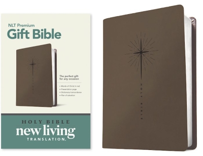 NLT Premium Gift Bible-Star Cross Taupe LeatherLike | SHOPtheWORD