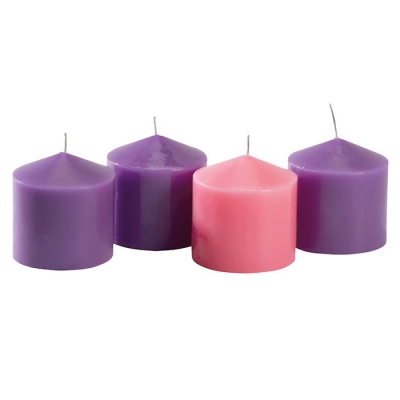 Advent Pillar Candle Set (3"H) (Set Of 3 Purple/1 Pink) | SHOPtheWORD