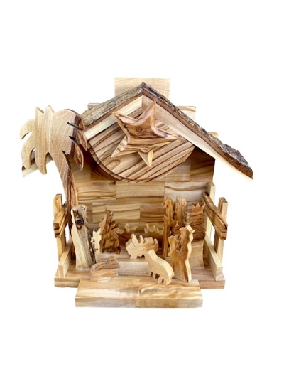 Figurine-Olive Wood-Musical Nativity/Silent Night (5" x 6" x 3.5") | SHOPtheWORD