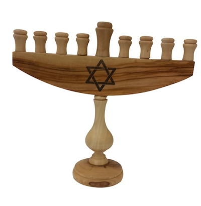 Menorah-Olive Wood-9 Branched (7" x 8") | SHOPtheWORD