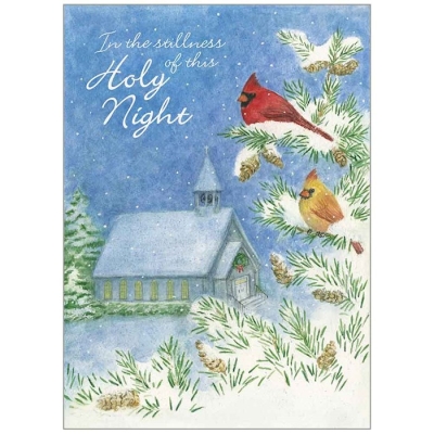 Card-Boxed-Christmas-Cardinals and Church (Luke 2:11 KJV) (Box Of 20) | SHOPtheWORD