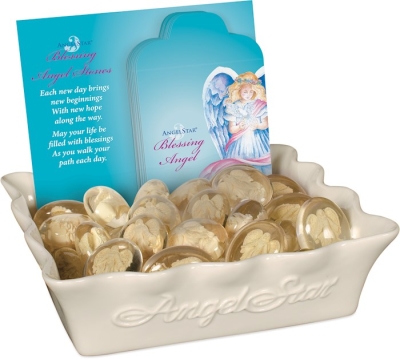 Display-Blessing Angel Stone Assortment w/Ceramic Display & Gift Envelopes (36 Pieces) | SHOPtheWORD