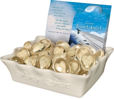 Display-Travel Angel Stone Assortment w/Ceramic Display & Gift Envelopes (36 Pieces) | SHOPtheWORD