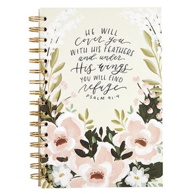 Grid Dot Journal-He Will Cover You (5.75" x 8.5") by Faithworks | SHOPtheWORD
