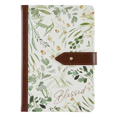 Journal-Blessed-Linen w/Snap Closure (5.75" x 8") by Heartfelt | SHOPtheWORD