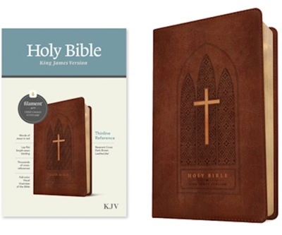 KJV Thinline Reference Bible, Filament Enabled Edition-Reverent Cross Dark Brown LeatherLike | SHOPtheWORD