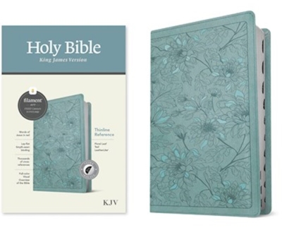 KJV Thinline Reference Bible, Filament Enabled Edition-Floral Leaf Teal LeatherLike Indexed | SHOPtheWORD
