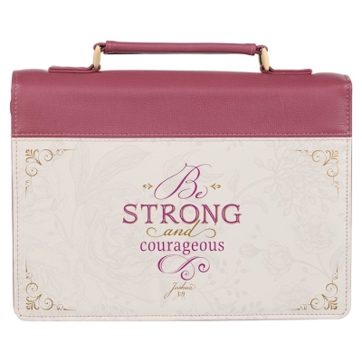 Bible Cover-Fashion-Be Strong and Courageous-Plum-LRG | SHOPtheWORD