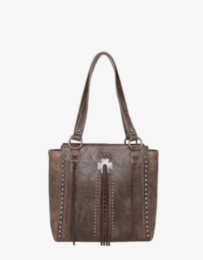 Tote-Cross With Tassel (Concealed Carry)-Coffee | SHOPtheWORD