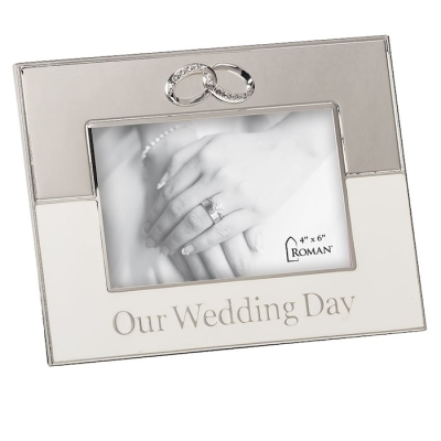 Frame-Our Wedding Day-White/Silver (6.5") | SHOPtheWORD