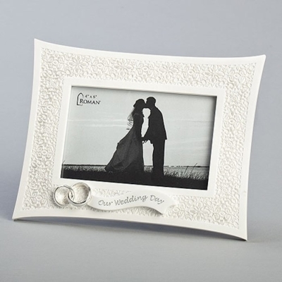 Frame-Lace And Rings/Our Wedding Day (Holds 4x6) (6.75") | SHOPtheWORD