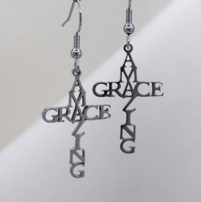 Earrings-Eden Merry-Amazing Grace Cross | SHOPtheWORD
