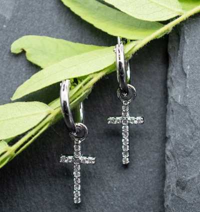 Earrings-Eden Merry-Cross Hoop | SHOPtheWORD