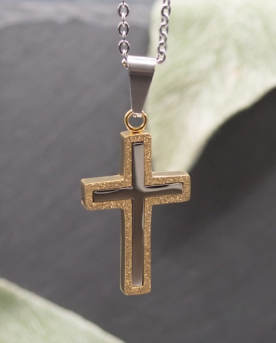 Necklace-Eden Merry-Gold/Silver Sparkle Cross | SHOPtheWORD
