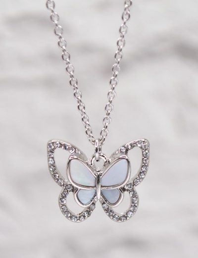 Necklace-Eden Merry-Butterfly-White Abalone | SHOPtheWORD