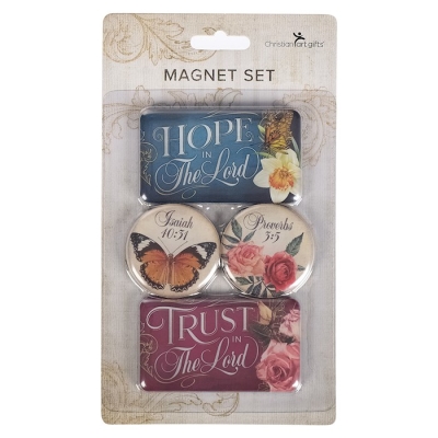 Magnet Set-Trust & Hope In The Lord-Floral & Butterflies (Set Of 4) | SHOPtheWORD