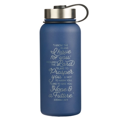 Water Bottle-I Know the Plans Jer. 29:11-Blue (Stainless) | SHOPtheWORD
