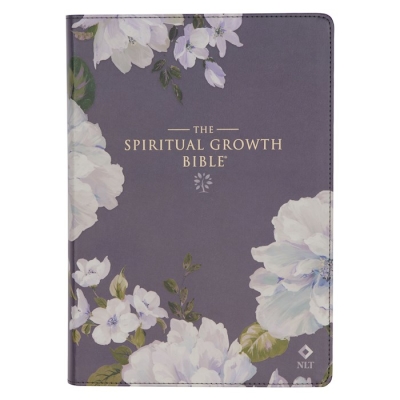 NLT Spiritual Growth Bible-Dusty Purple Floral Faux Leather | SHOPtheWORD