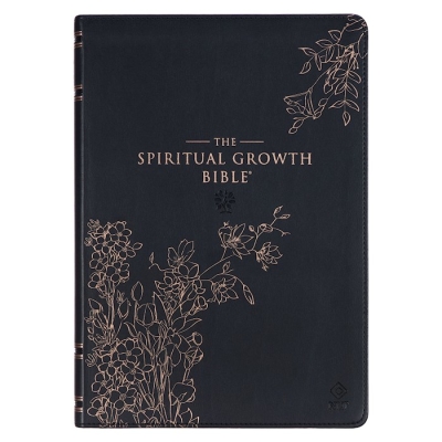 NLT Spiritual Growth Bible-Black Floral Faux Leather | SHOPtheWORD