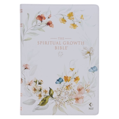 NLT Spiritual Growth Bible-Cream Floral Faux Leather | SHOPtheWORD