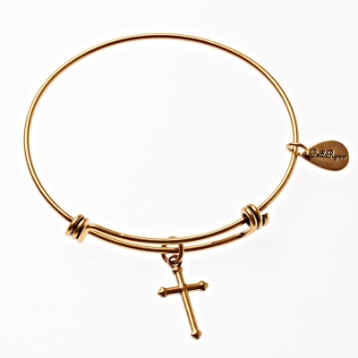 Bracelet-Gold Cross-Bangle | SHOPtheWORD