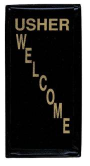 Badge-Usher & Welcome-Lapel Pocket-Black (Pack Of 3) (2" x 4-1/2") | SHOPtheWORD