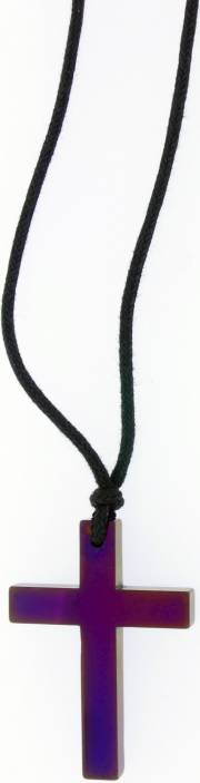 Pendant-Purple Jumbo Hematine Cross-31" Adjustable Black Cord | SHOPtheWORD