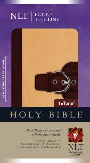 NLT Pocket Thinline Bible W/Magnetic Flap-Port/Beige TuTone | SHOPtheWORD