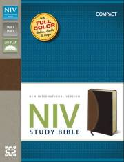 NIV Study Bible/Compact-Tan/Burgundy Duo-Tone | SHOPtheWORD