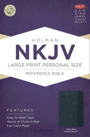 NKJV Large Print Personal Size Reference Bible-Slate Blue LeatherTouch | SHOPtheWORD