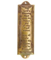 Mezuzah-Bless This House (4.5")-Brass | SHOPtheWORD