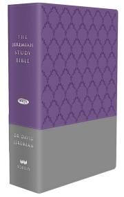NKJV Jeremiah Study Bible-Purple/Gray Burnished w/Trellis Print Leatherluxe | SHOPtheWORD