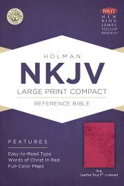 NKJV Large Print Compact Reference Bible-Pink LeatherTouch Indexed | SHOPtheWORD