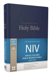 NIV Single-Column Pew And Worship Bible/Large Print-Blue Hardcover | SHOPtheWORD