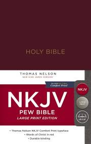 NKJV Large Print Pew Bible-Burgundy Hardcover | SHOPtheWORD