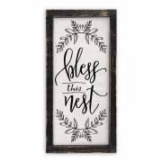 Vintage Framed Linen Sign-Bless This Nest (8 x 16 Black) | SHOPtheWORD