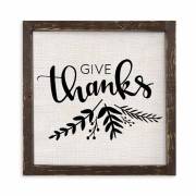 Vintage Framed Linen Sign-Give Thanks (12 x 12 Brown) | SHOPtheWORD
