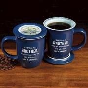 Mug-God Bless My Brother w/Coaster-Blue w/White Interior | SHOPtheWORD