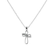 Necklace-Leah Cross Pendant-Silver/Crystal (16" w/2" Ext) | SHOPtheWORD