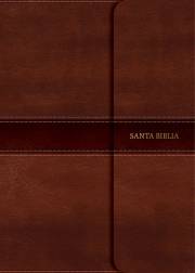 Span-RVR 1960 Hand Size Giant Print Bible (Biblia Letra Grande Tamano Manual)-Brown LeatherTouch Magnetic Flap Indexed | SHOPtheWORD