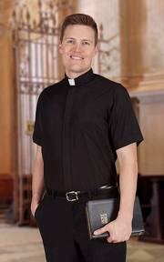 Clergy Shirt-Short Sleeve-100% Cotton-Tab Collar-Black Only (19) | SHOPtheWORD