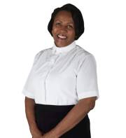 Clergy Blouse-Womens-Short Sleeve-Tab Collar-White (Size 8) | SHOPtheWORD