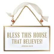 Wall Art-Bless This House (Joshua 24:15) (Glass) (6.5" X 3.5") | SHOPtheWORD