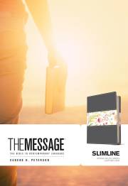 The Message Slimline Bible-Black/Spring Wildflowers LeatherLook | SHOPtheWORD
