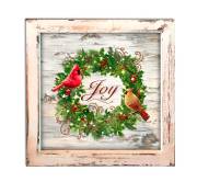 Shadowbox-Cardinal Wreath/Joy-LED Tabletop w/Timer (8" x 8" x 2") | SHOPtheWORD